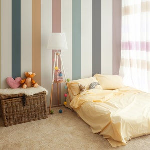 Adesivo da parete dietro la culla, adesivi da parete a strisce arcobaleno, decorazioni unisex per la cameretta dei bambini, cameretta per bambini, adesivo da parete colorato, adesivo staccabile rimovibile 09