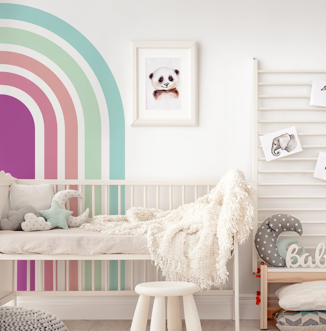 Pastel Rainbow Wall Decal, Removable Nursery Mural 25 - Etsy