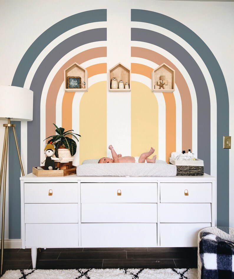 Behind the Crib Wall Decal Rainbow Wall Decal Unisex Nursery Etsy