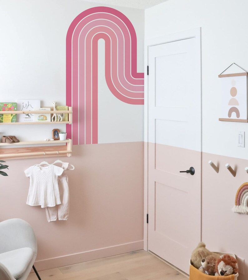 Pink Pastel Rainbow Wall Decal, Peel and Stick Mural - Etsy