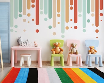 Decalcomanie da muro dietro la culla, Decalcomanie da muro arcobaleno colorato, Boy Nursery Decor, Baby Bedroom, Playroom Wall Decor, Peel And Stick rimovibile 62