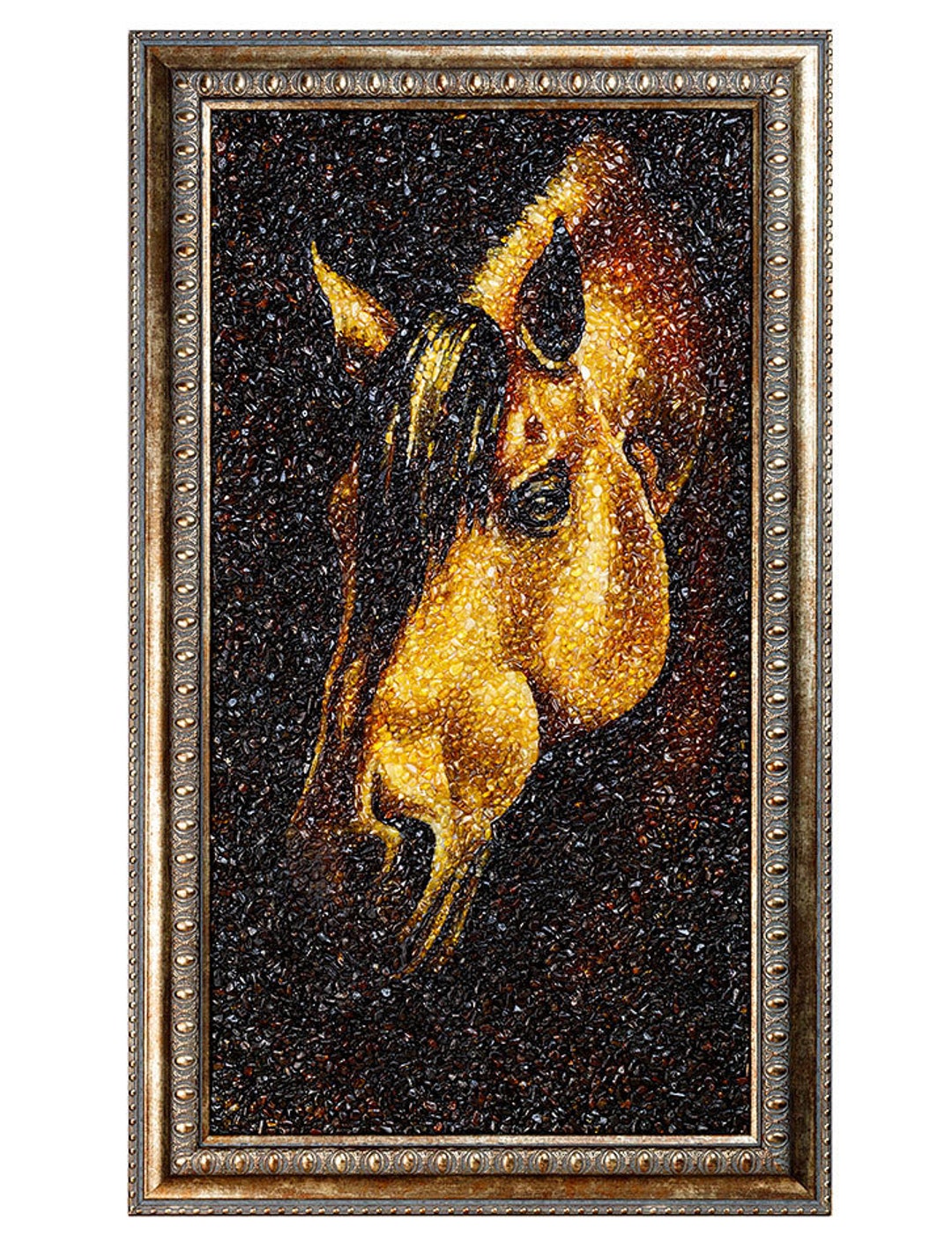 Painting Made of Amber Mosaic Horse in Wooden Frame handmade Etsy
