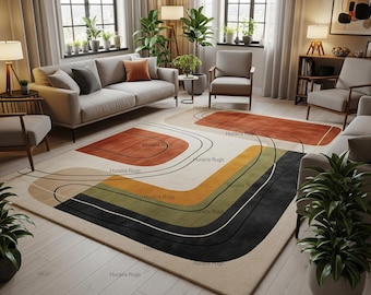 Hand Tufted Wool Rug: Modern Geometric Abstract Area Carpet - Etsy