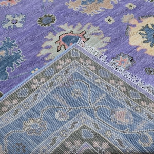 9x12 Hand Knotted Oushak Rug – Purple Turkish style Wool Vintage Style Carpet