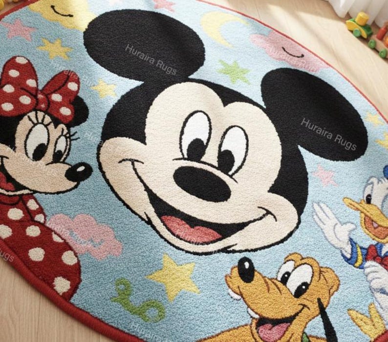Hand Tufted Rug 8x8: Colorful Cartoon Round Kids Room Carpet, Soft ...