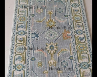 Oushak Runner Rug 3x10 ft: Hand Knotted Turkish Wool Hallway Carpet