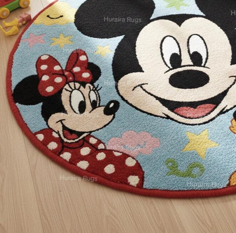 Hand Tufted Rug 8x8: Colorful Cartoon Round Kids Room Carpet, Soft ...
