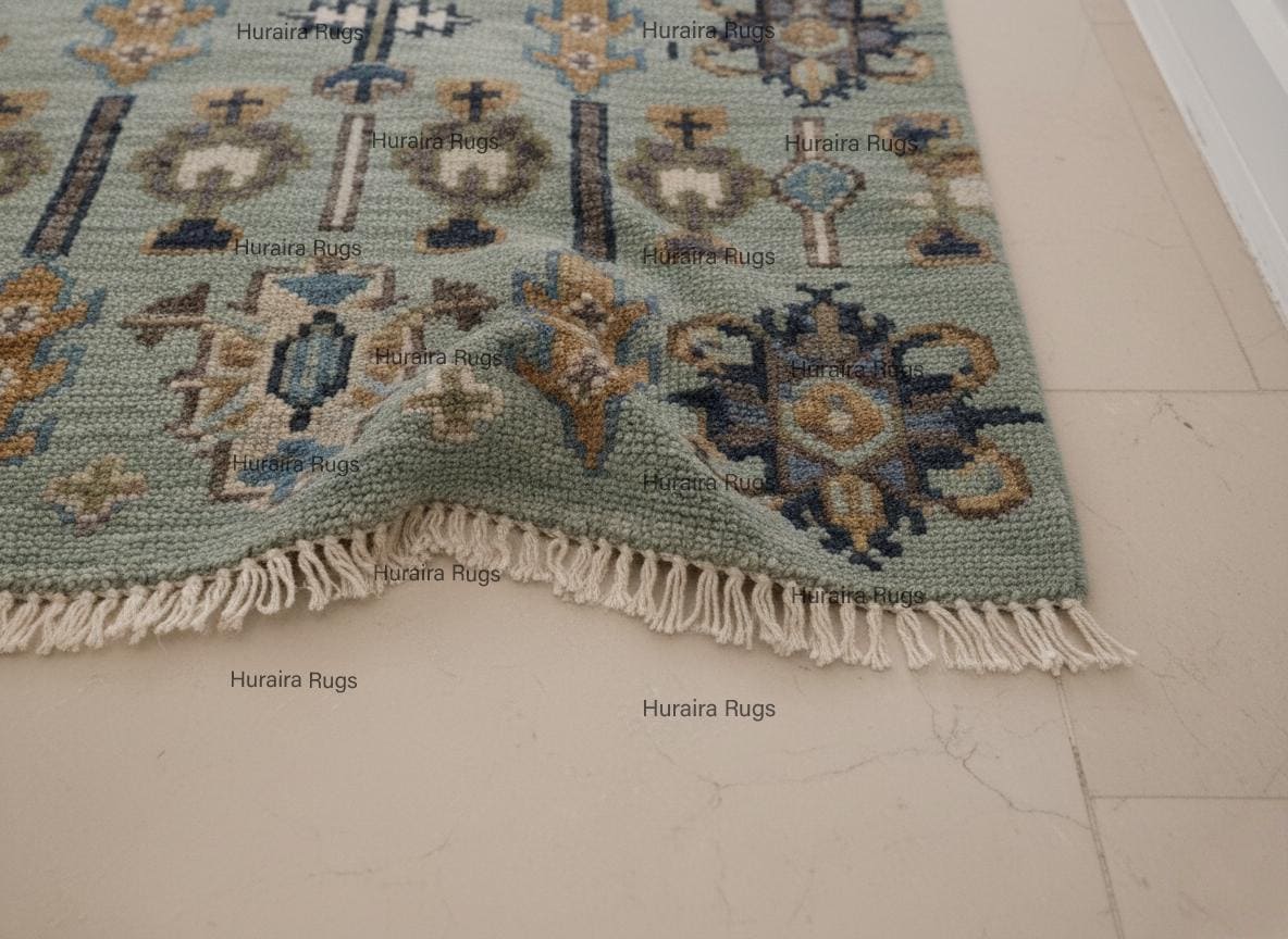 Oushak Rug 10x14: Hand Knotted Soft Green Blue Turkish Wool Carpet - Etsy
