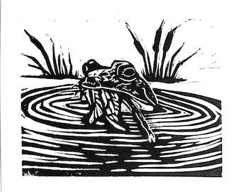 A Quick Bite 5x7" original linocut print