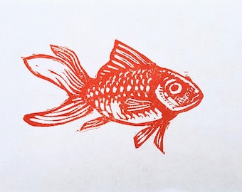 Goldie - 5x7" original linocut print