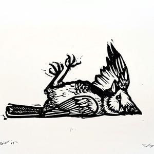 Wingin&#39; It 6x8&quot; original linocut print