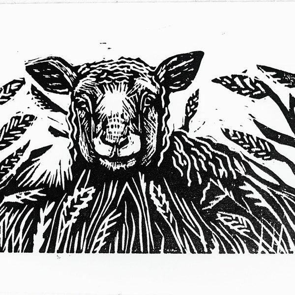 Afternoon Rest 5x7" original linocut print