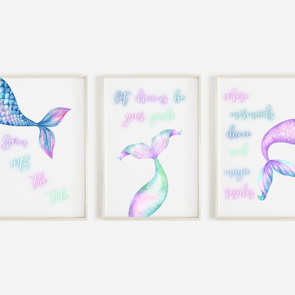 Mermaid Bathroom Art - Etsy