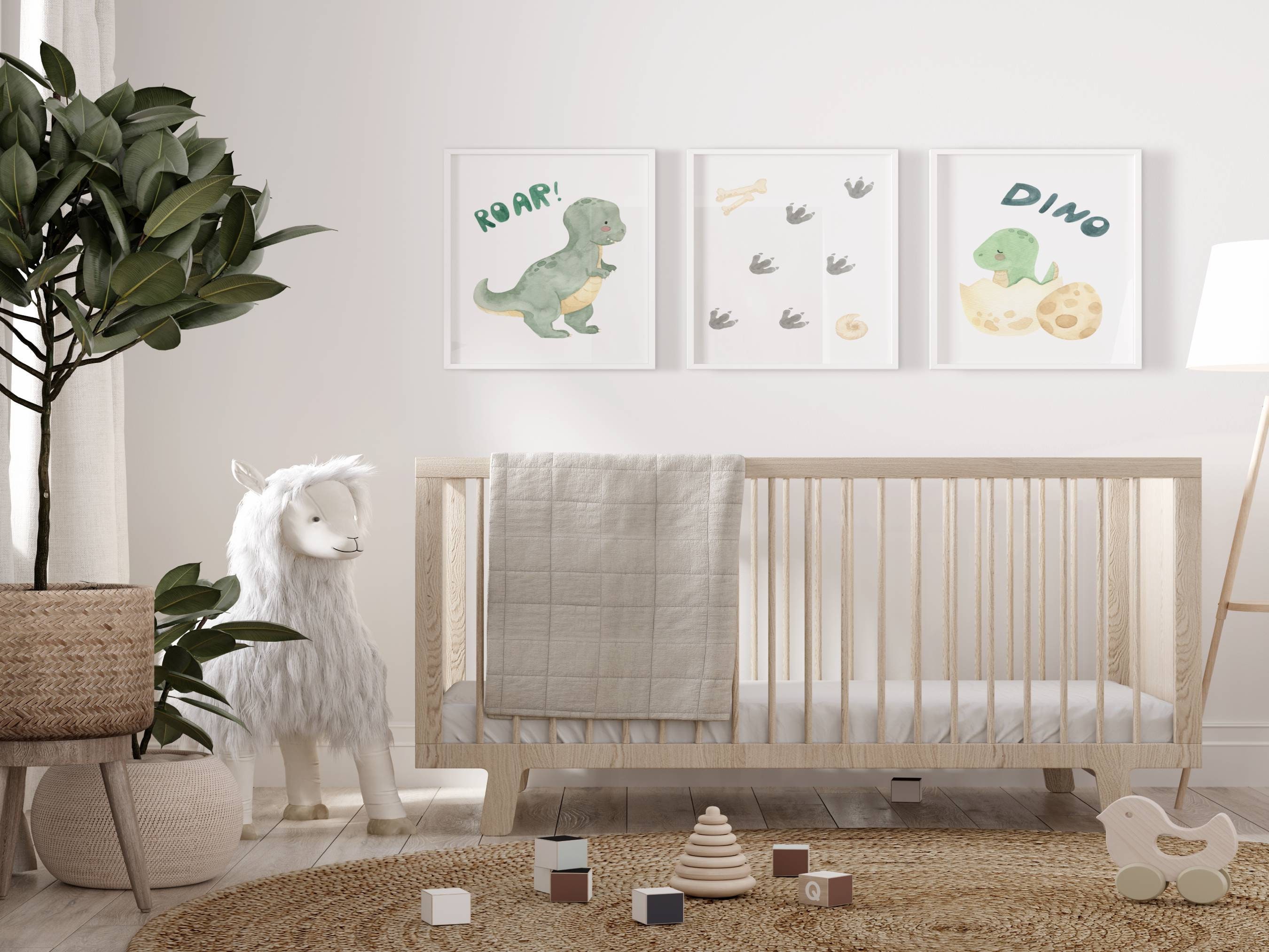 Dinosaur Nursery Watercolor Printable, Dino Theme Nursery Wall Art ...