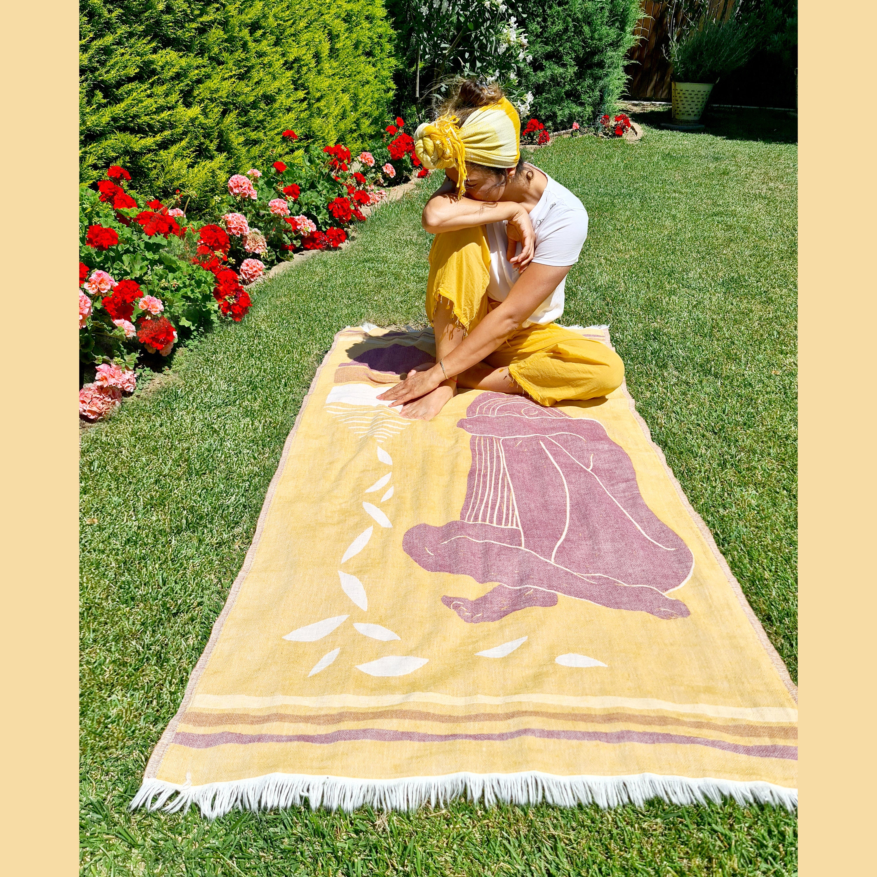Boho Floral Round Beach Towel - Multifunction Yoga Mat – Lovata Yoga