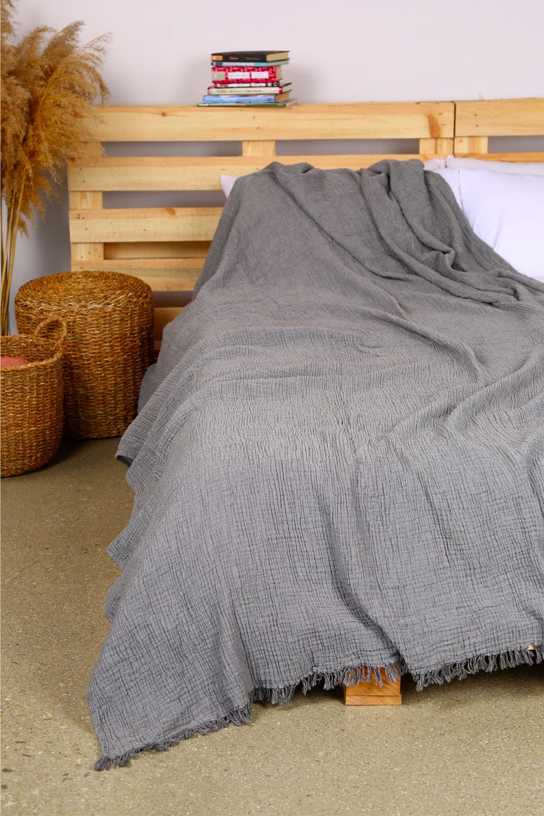 100 Cotton Muslin Bedspread, Large Throw Blanket, Extra Soft Cotton