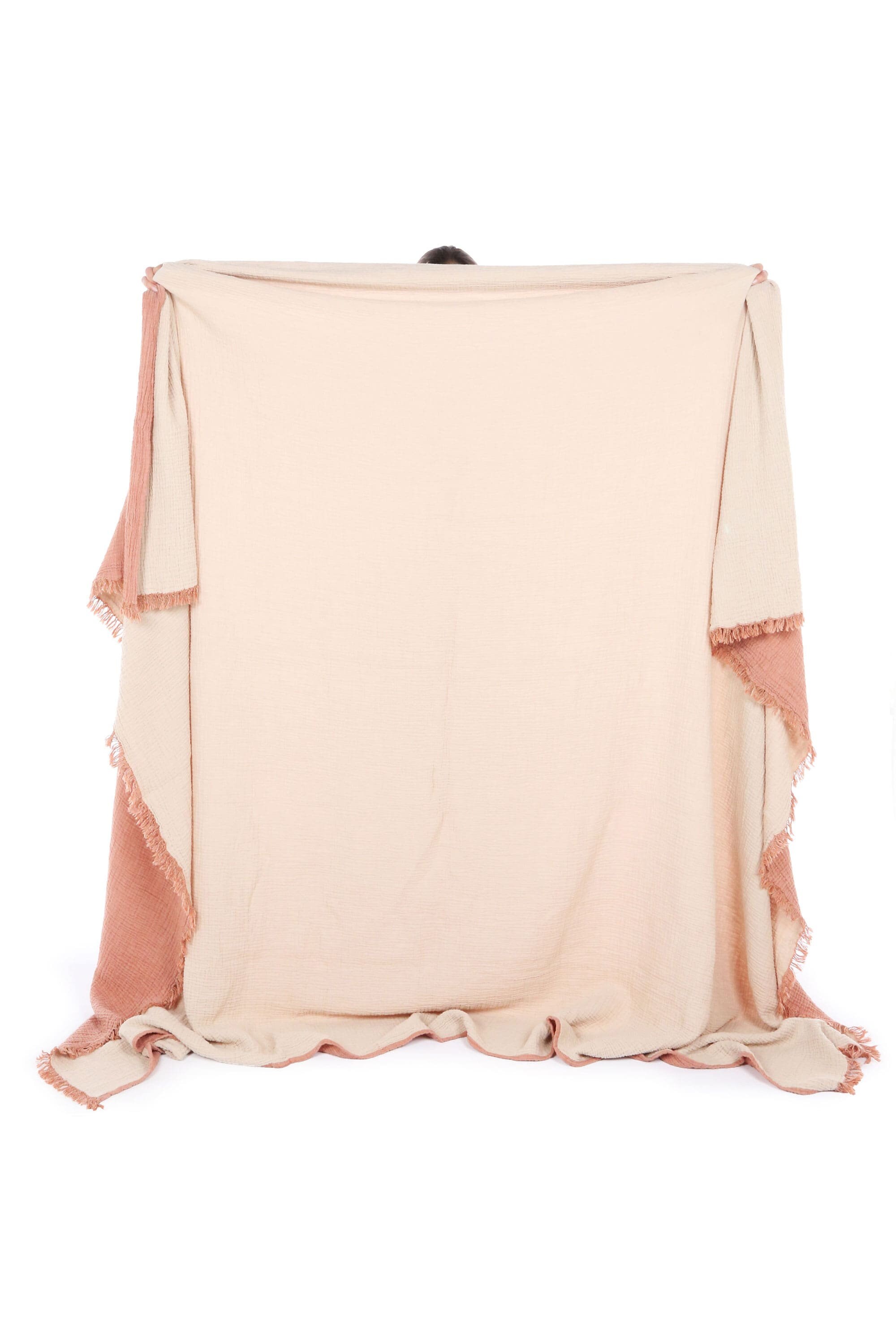 Rose Pink 100% Cotton Muslin Bedspread, 4 Layered Gauze Soft Blanket ...