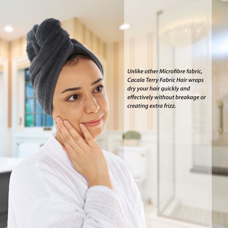 100 Cotton Hair Towel Set 3, Head Turban Towel Wrap for Drying Wet