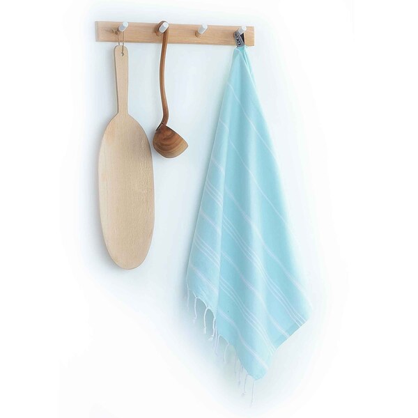 Boho Hanging Dish Towel for Kitchen, Useful Hand Towel, Set of 4 Soft Kids Towel, Aquamarine Color Cotton Utensils, Masterchef Gift Idea