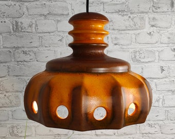 Fat lava ceiling lamp pumpkin UFO lamp orange brown hanging lamp pendant lamp Mid Century ceramic West German pottery 60s 70s design lamp