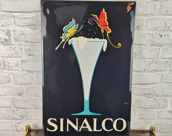 Blechschild Sinalco Werbeschild Plakat Industrie Berlin Schmetterlinge Schild Werbetafel retro Rockabilly Kult Cocktailglas Barschild Brause