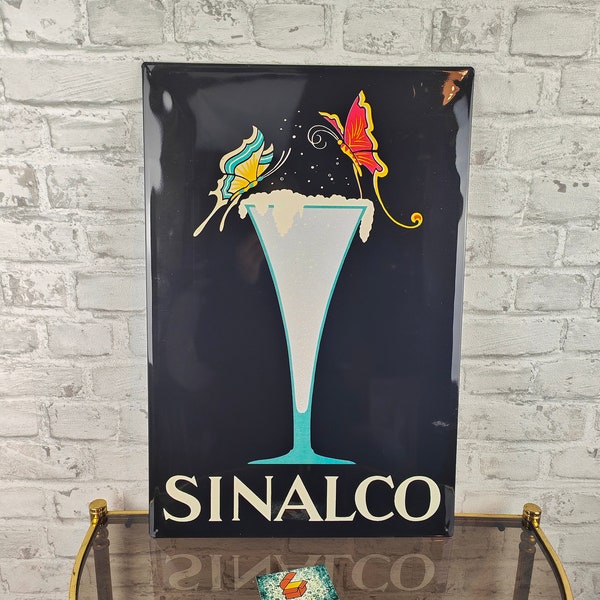 Tin sign Sinalco advertising sign poster industry Berlin butterflies sign advertising board retro rockabilly cult cocktail glass bar sign soda