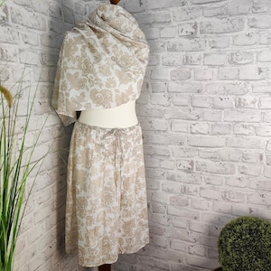 2-piece outfit set summer skirt patterned cotton white beige + cloth holiday wardrobe floral pattern skirt style bundle clothing combination