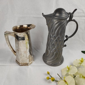 Selection carafe silver-plated water jug jug pitcher Art Deco Art Nouveau beak ornament lid tin antique vase old