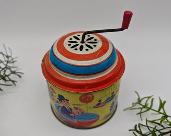 Ancien jouet en étain boîte à musique moulin pare-chocs voiture jouet vintage années 60 70 jouets pour enfants métal rétro mécanique musique manivelle étain