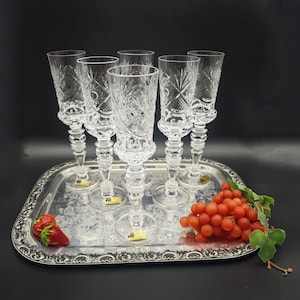 6x champagneglazen Cristal de Paris M.F. Star champagne glas handgeslepen kristal glas lood kristal huwelijksdiner