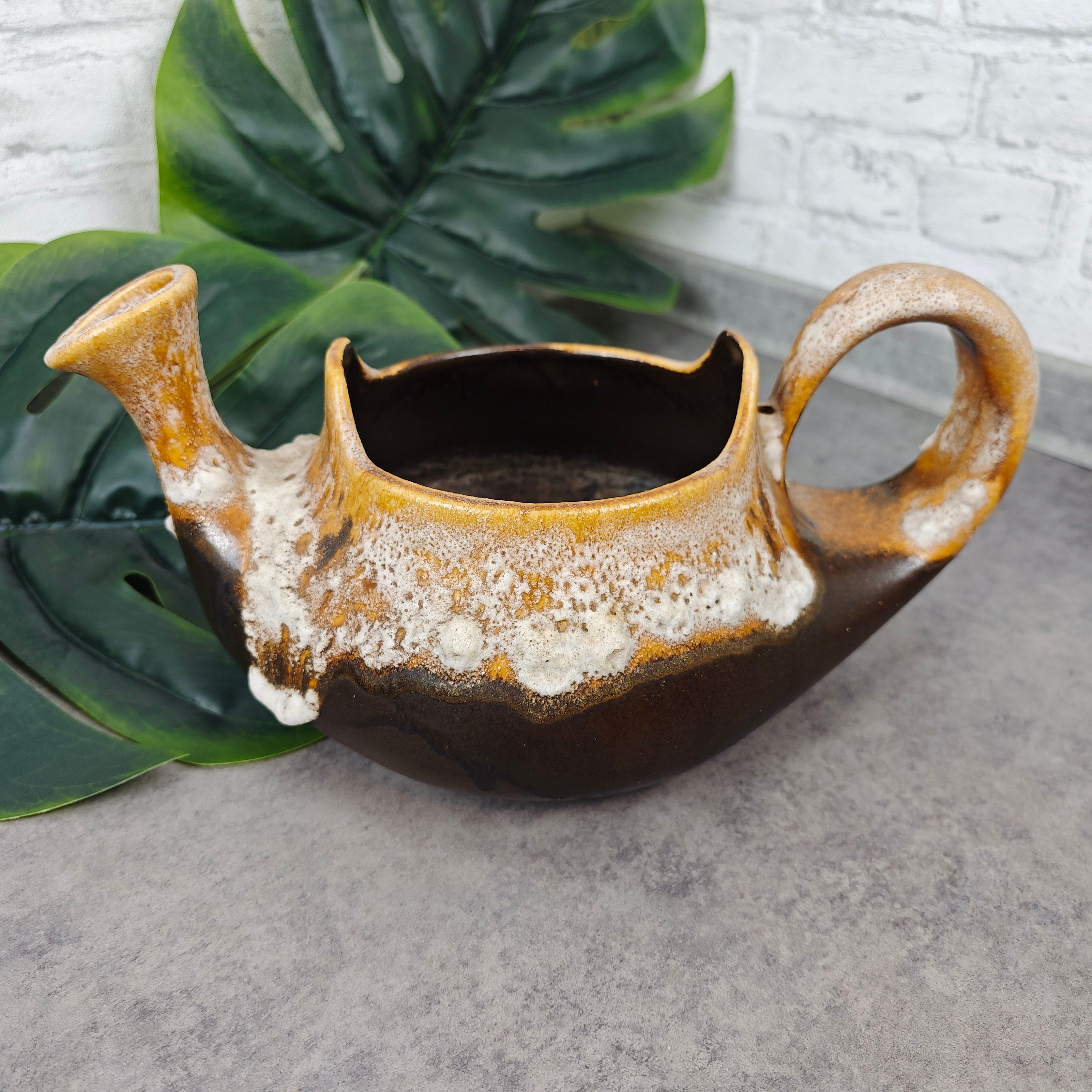 Fat Lava Vase in Watering Can Shape Planter Rudolph Ratekau Fat Lava Vase in Watering Can Shape Planter Rudolph Ratekau