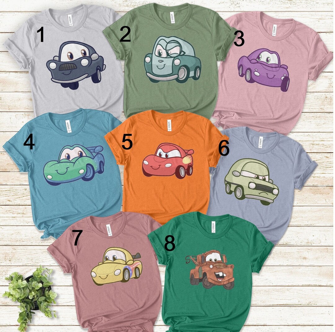 Cars Movie Shirt Disney Cars Characters Shirt Pixar Cars Etsy