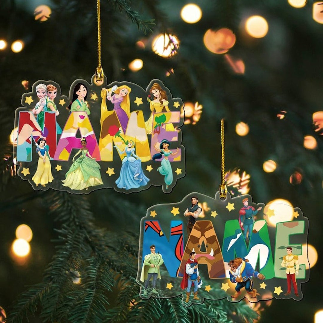 Personalized Christmas Princess Ornament Disneyland Princess Etsy