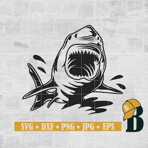 Shark Svg, Shark In The Ocean Svg, Shark Face Svg, Shark Silhouette, Shark Clipart, Shark Fish Svg, Fish Svg, Animal Svg, Png Dxf Jpg Eps