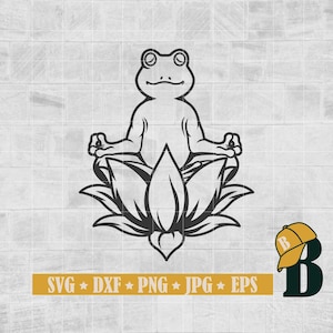 Meditating Frog Svg Png, Frog Svg, Yoga Frog Svg, Cute Frog Svg, Baby Frog Svg, Frog Png, Instant Download, Lutos Frog Svg, Png Dxf Jpg Eps