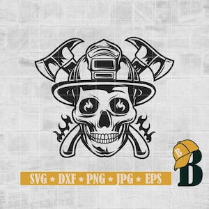 Crâne de pompier Svg Png, Svg de pompier, Crâne de pompier Svg, Premier répondant Svg, Clipart de pompier, 911 Svg, Fichiers de coupe de pompier, Png Dxf