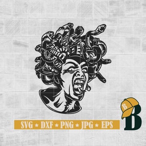 Medusa Svg, Schlangen Haar Svg, Floral Medusa Svg, Mythologische Kreatur Svg, Schlangen Svg, Medusa Png, Cricut & Silhouette, Png Dxf Jpg Eps