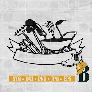 Garden Tools Svg, Gardening svg, Gardener svg, Gardening Logo svg, Farm Tools Svg, Gardening Shirt, Cricut & Silhouette, Printable, Png Dxf