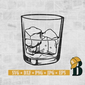 Whiskey SVG, Whiskey Glass With Ice Svg, Alcohol Svg, Whiskey Svg Files for Cricut, Png Dxf Jpg Eps
