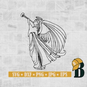Angel With Trumpet svg Png, Angel svg, Trumpet svg, Religion svg, Catholic Svg, Church Singing Ladies Svg cuttingfiles Eps Dxf