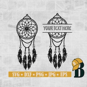 Dreamcatcher SVG, Boho Svg, Split Monogram Dreamcatcher SVG, Feathers Svg, Dreamcatcher Clipart, Dreamcatcher PNG, Clipart, Png Dxf Jpg Eps