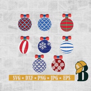 Palle di Natale svg, decorazioni natalizie, ornamenti albero di natale svg, camicia di natale, giocattoli albero di Natale svg, clipart, png dxf jpg eps