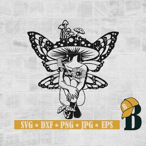 Mystical Woman Svg, Celestial Svg, Mushroom girls svg, Woman body with mushroom head svg, Mushroom Lover Svg, Cricut & Silhouette, Png Dxf