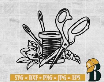 Sewing Svg, Love Sewing Svg, Sewing Thread svg, Sewing Needle svg, Sewing Scissor svg, Cricut & Silhouette, Printable, Clipart, Png Dxf Eps