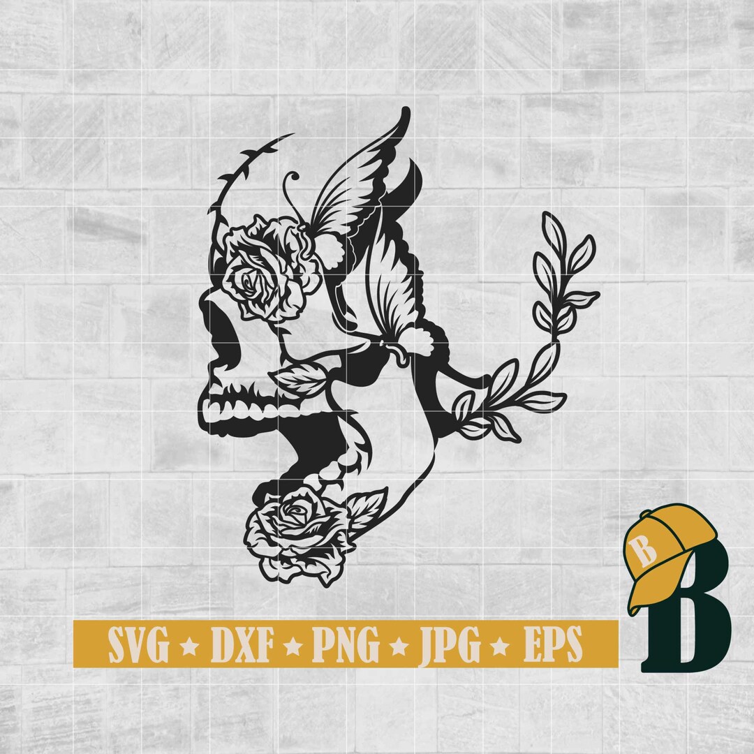 Vine Skull Rose Svg Png Skull Rose Svg Floral Skull Svg Etsy