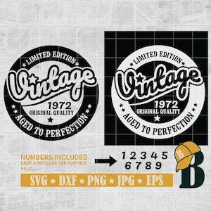Birthday Vintage Svg, 50th Birthday Svg, Aged to perfection svg, Limited edition Svg, Cricut & Silhouette, Printable, Png Dxf Eps