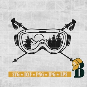 Snow Goggles Mountain, Ski Goggles svg, Mountain svg, Mountain Clipart, Snow Sports, Skiing svg, Snowboarding Svg, Cricut, Png Dxf Jpg Eps