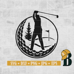 Golf Svg, Golfing Svg, Golfer Silhouette, Golf Club Svg, Golf Monogram Svg, Golf Player Svg, Cricut & Silhouette, Printable, Png Dxf Jpg Eps