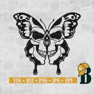 Butterfly Skull Svg, Skull Svg, Skull Butterfly Svg, Halloween Butterfly, Skull and Butterfly, Cricut & Silhouette, Vector, Png Dxf Jpg Eps
