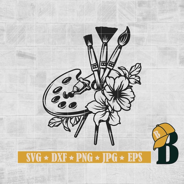 Floral Painting Tools Svg Png, Painting Tools Png, Artist Painter Tools Svg, Artist Shirt Svg, Painter Tools Svg, Instant Donwload, Png Dxf